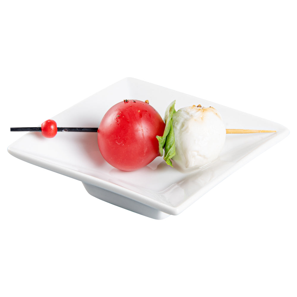 restaurantware Chef 101 Square White Porcelain Mini Modern Plate - 3" x 3" x 1" - 10 count box