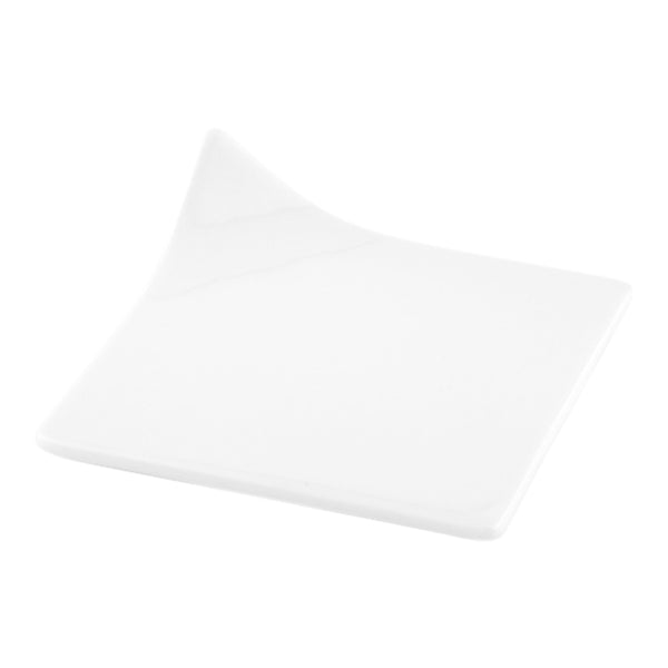 Restaurantware Chef 101 Square White Porcelain Modern Flare Plate - 4" X 4" X 1" - 10 Count Box