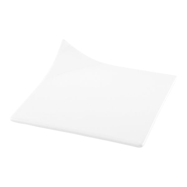 Restaurantware Chef 101 Square White Porcelain Modern Flare Plate - 6" X 6" X 1 1/4" - 10 Count Box