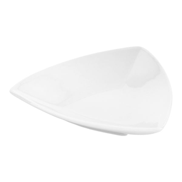 Restaurantware Chef 101 Triangle White Porcelain Mini Triangolo Dish - 4" X 4" X 1" - 10 Count Box
