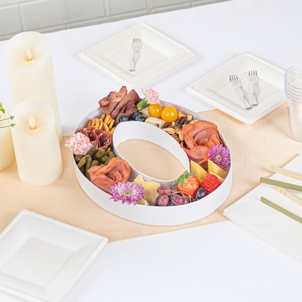 Restaurantware Chef 101 White Paper Charcuterie Fillable Number 0 Tray - 12" X 10" X 1 1/2" - 1 Count Box