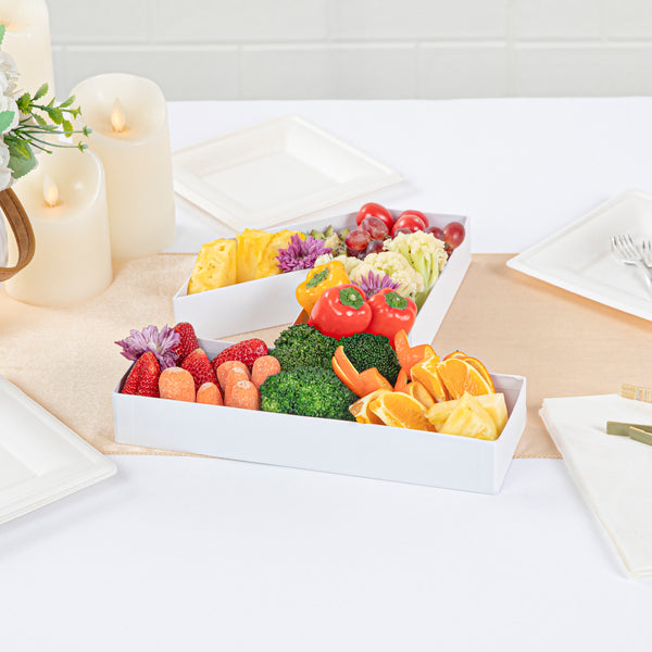 Restaurantware Chef 101 White Paper Charcuterie Fillable Number 1 Tray - 12" X 10" X 1 1/2" - 1 Count Box