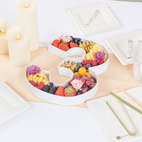 Restaurantware Chef 101 White Paper Charcuterie Fillable Number 3 Tray - 12" X 10" X 1 1/2" - 1 Count Box