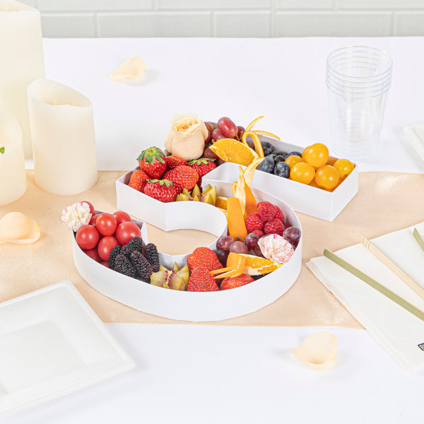 Restaurantware Chef 101 White Paper Charcuterie Fillable Number 5 Tray - 12" X 10" X 1 1/2" - 1 Count Box