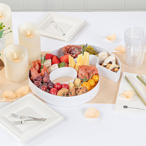 Restaurantware Chef 101 White Paper Charcuterie Fillable Number 6 Tray - 12" X 10" X 1 1/2" - 1 Count Box