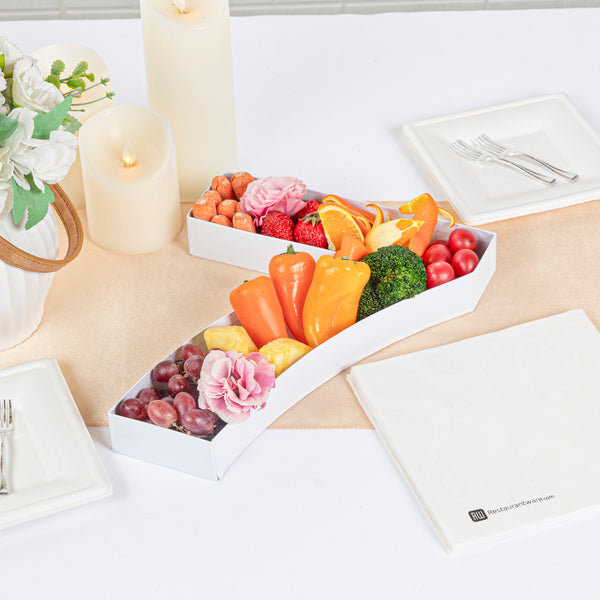 Restaurantware Chef 101 White Paper Charcuterie Fillable Number 7 Tray - 12" X 10" X 1 1/2" - 1 Count Box