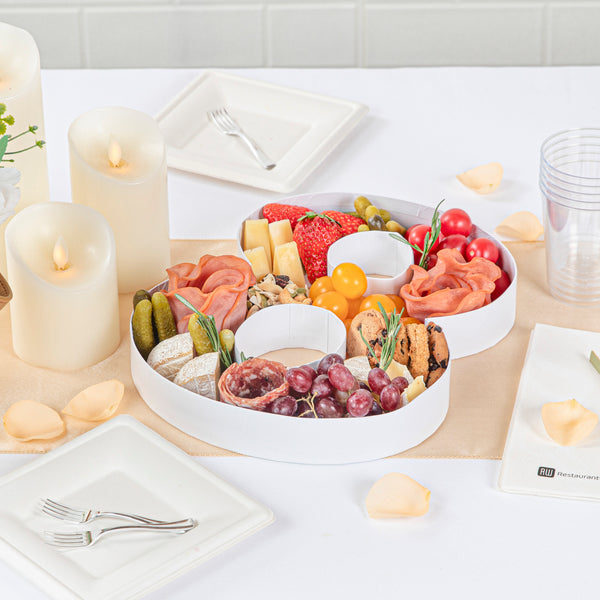 Restaurantware Chef 101 White Paper Charcuterie Fillable Number 8 Tray - 12" X 10" X 1 1/2" - 1 Count Box