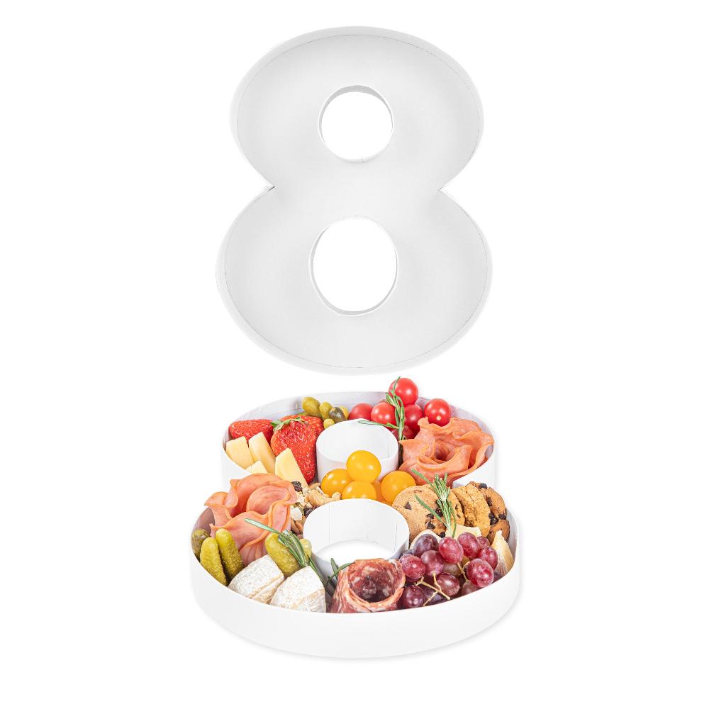 restaurantware Chef 101 White Paper Charcuterie Fillable Number 8 Tray - 12" x 10" x 1 1/2" - 1 count box