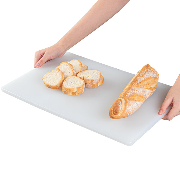 Restaurantware Chef 101 White Plastic Cutting Board - 18" X 12" X 1/2" - 10 Count Box