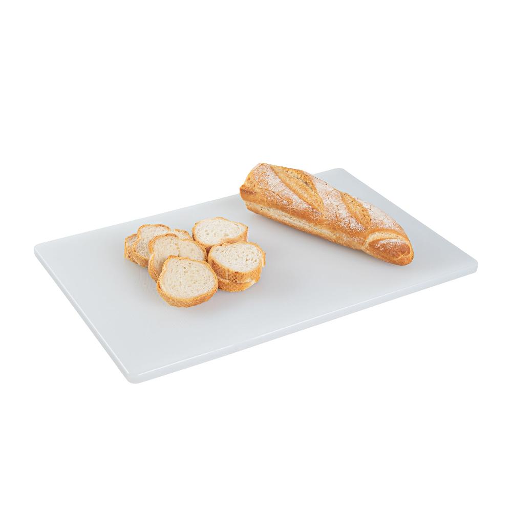 restaurantware Chef 101 White Plastic Cutting Board - 18" x 12" x 1/2" - 10 count box