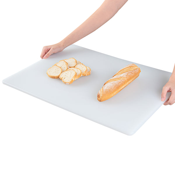 Restaurantware Chef 101 White Plastic Cutting Board - 24" X 18" X 1/2" - 10 Count Box