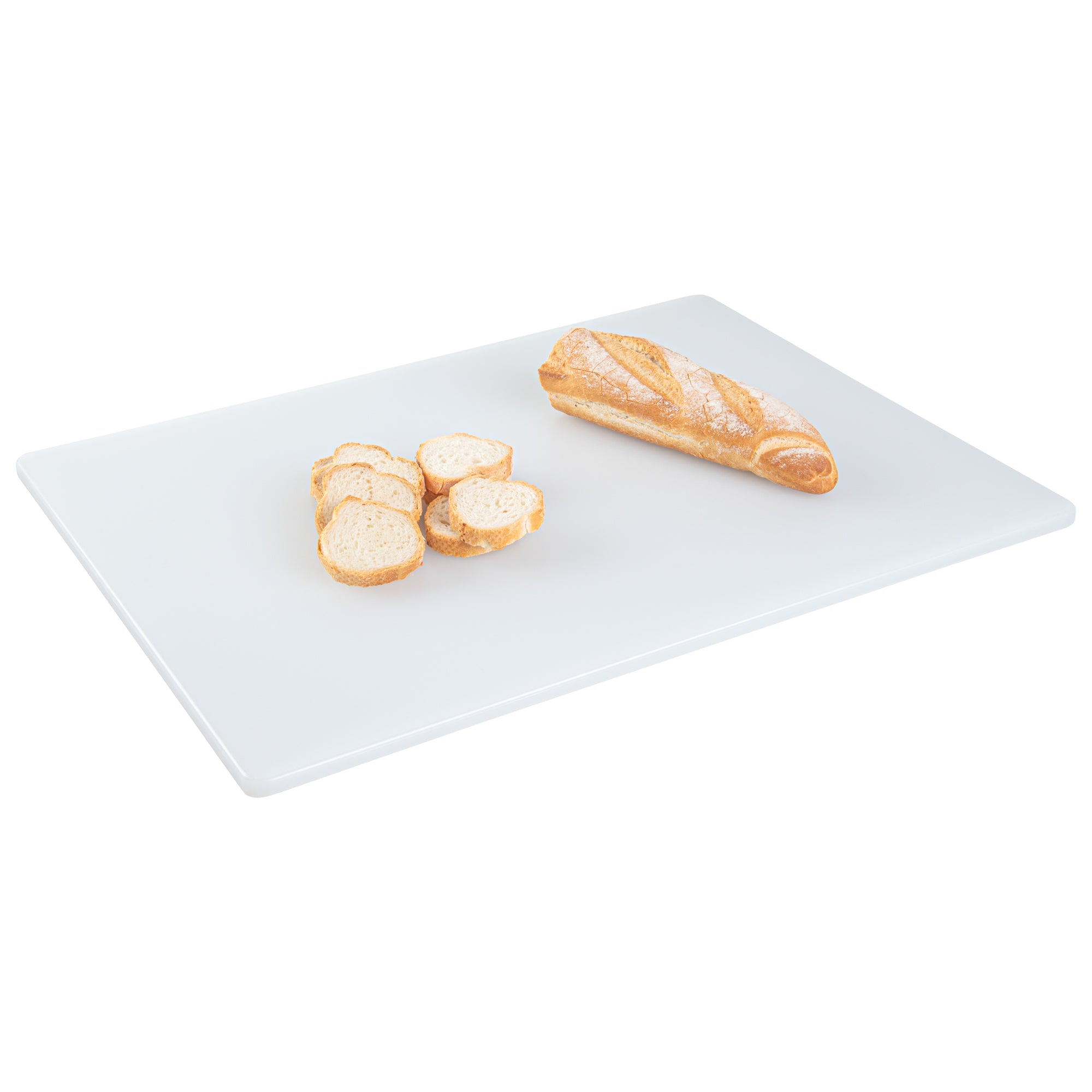 restaurantware Chef 101 White Plastic Cutting Board - 24" x 18" x 1/2" - 10 count box