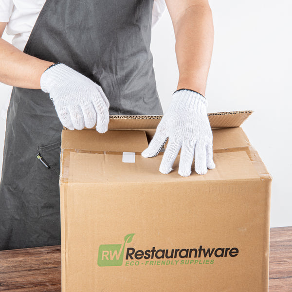 Restaurantware Chef 101 White Poly-Cotton Small Work Gloves - With Black PVC Dots - 8" X 5" - Pair - 6 Count Box