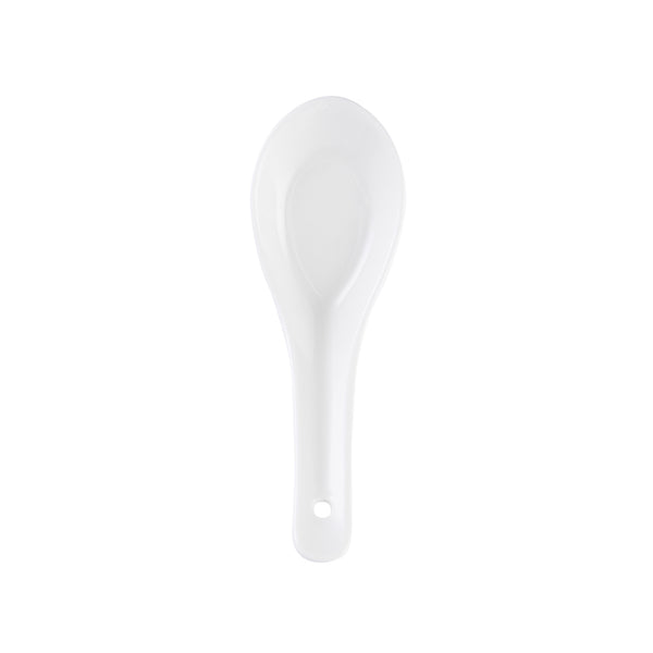 Restaurantware Chef 101 White Porcelain Asian Spoon - 5" X 1 3/4" X 2" - 10 Count Box