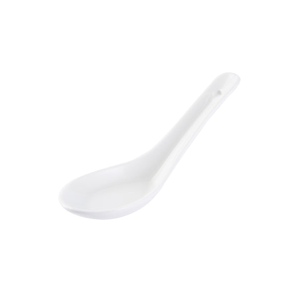 Restaurantware Chef 101 White Porcelain Asian Spoon - 5" X 1 3/4" X 2" - 10 Count Box