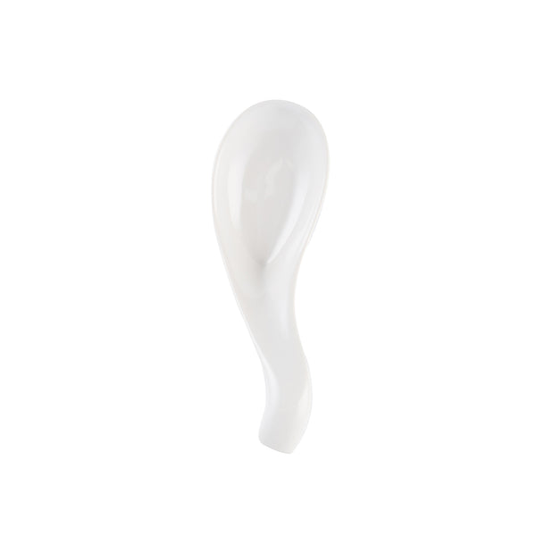Restaurantware Chef 101 White Porcelain Wave Spoon - 5" X 1 3/4" X 1" - 10 Count Box