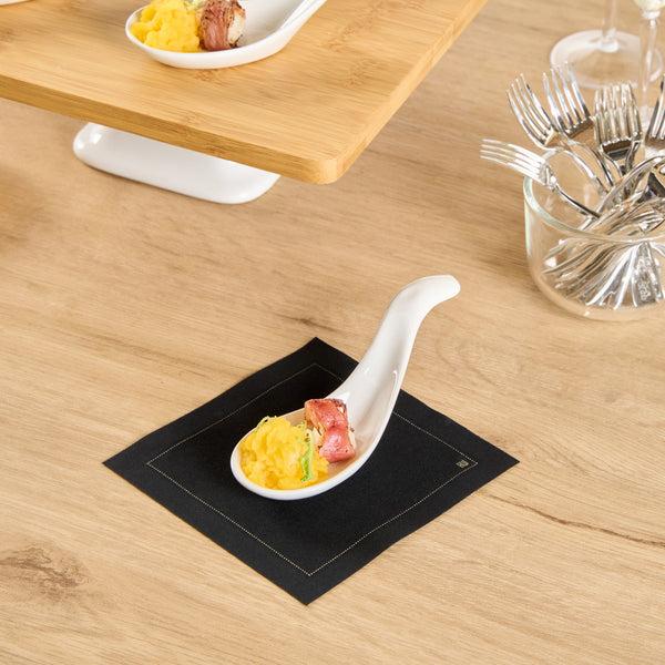 Restaurantware Chef 101 White Porcelain Wave Spoon - 5" X 1 3/4" X 1" - 10 Count Box