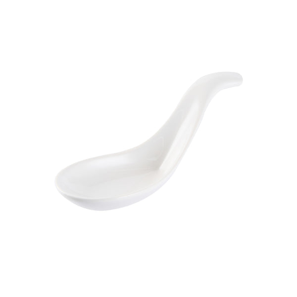 Restaurantware Chef 101 White Porcelain Wave Spoon - 5" X 1 3/4" X 1" - 10 Count Box