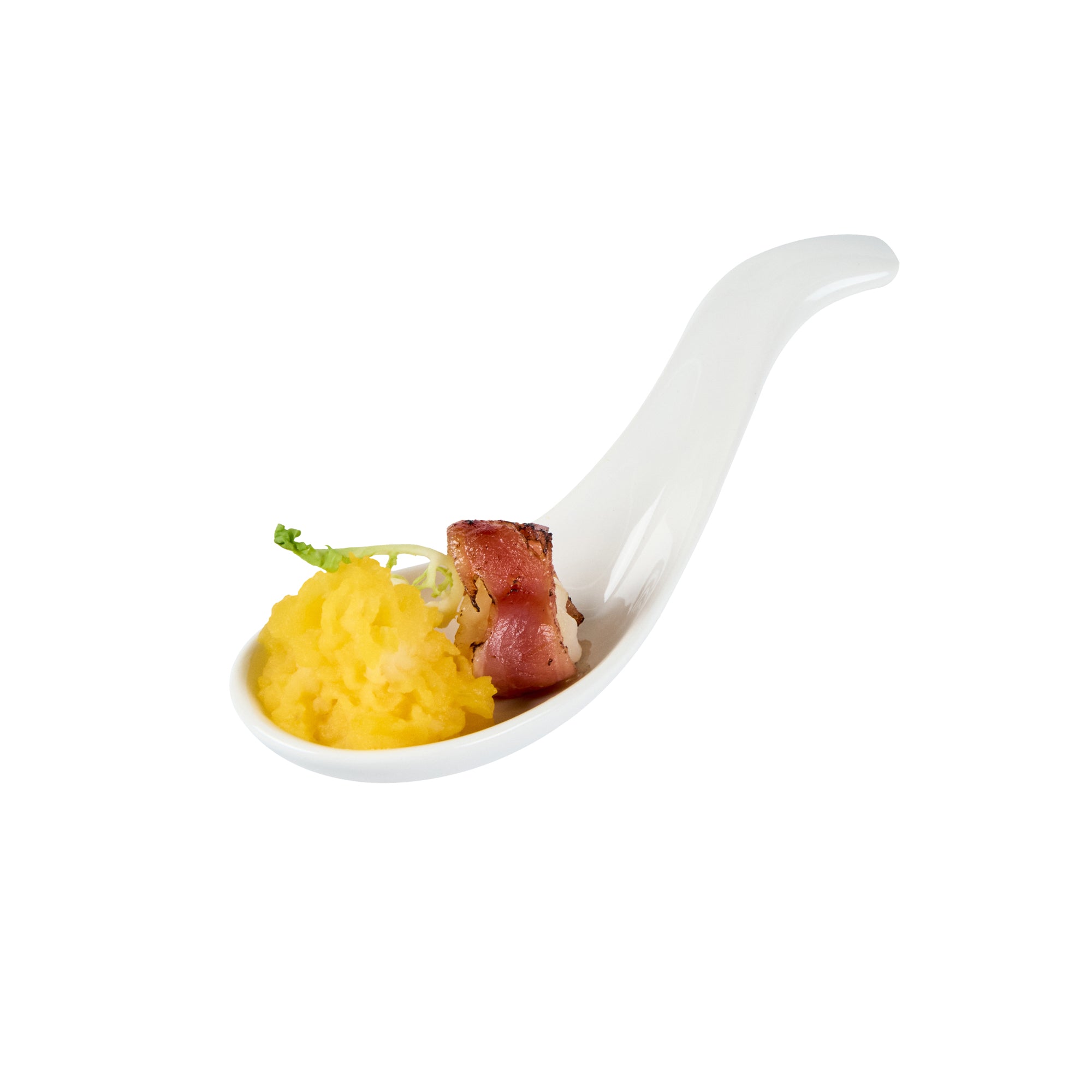 restaurantware Chef 101 White Porcelain Wave Spoon - 5" x 1 3/4" x 1" - 10 count box