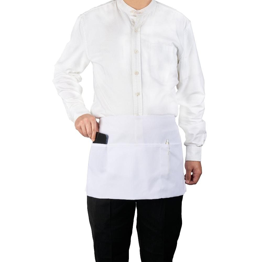 restaurantware Chef 101 White Standard Waist Apron - with 3 Pockets - 24" x 12" - 100 count box