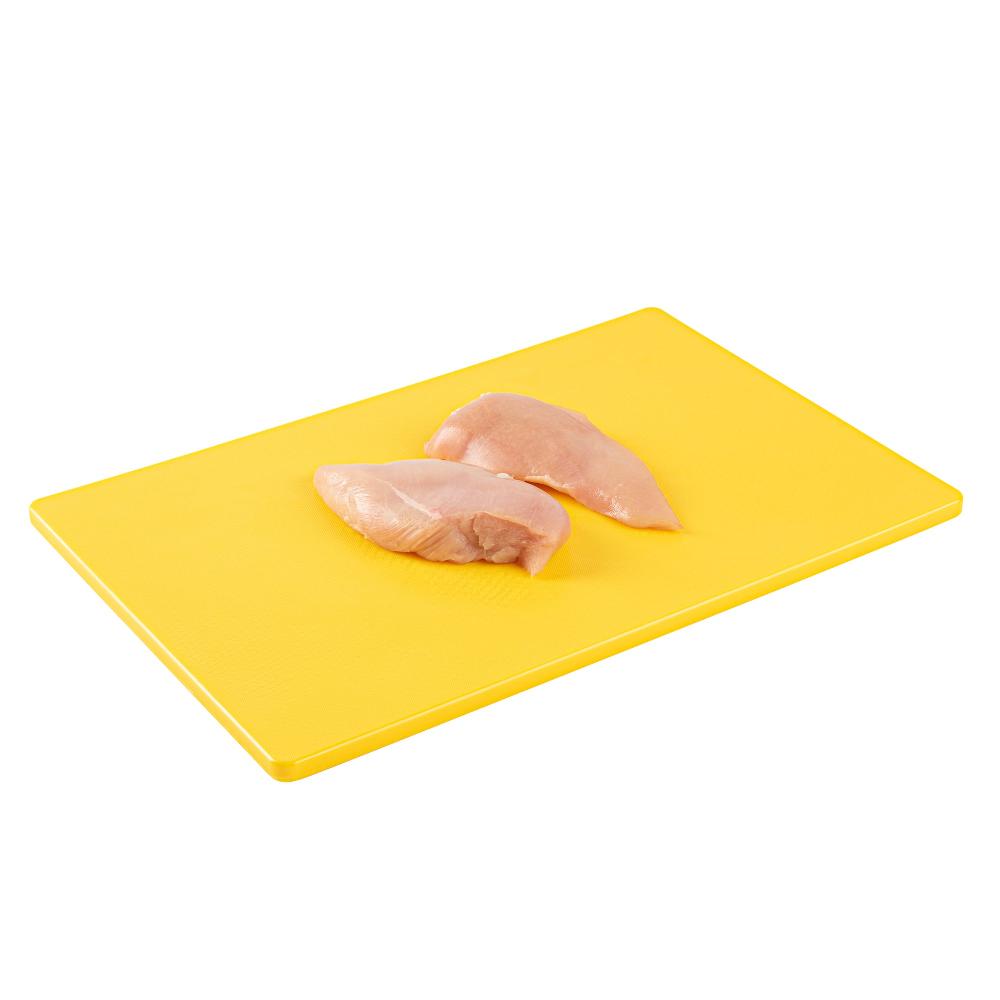 restaurantware Chef 101 Yellow Plastic Cutting Board - 18" x 12" - 10 count box
