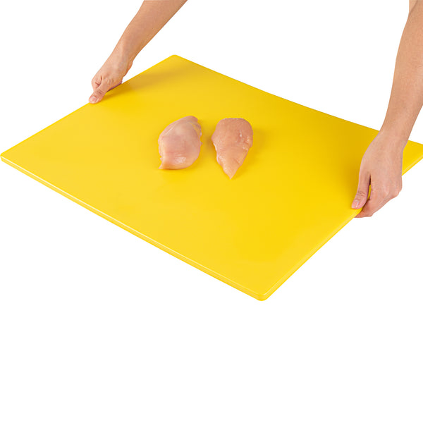Restaurantware Chef 101 Yellow Plastic Cutting Board - 24" X 18" - 10 Count Box