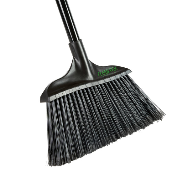 Restaurantware Clean Tek Profesional 13 3/4" Black Plastic Wide Angled Broom Head - With Flagged Bristles - 1 Count Box