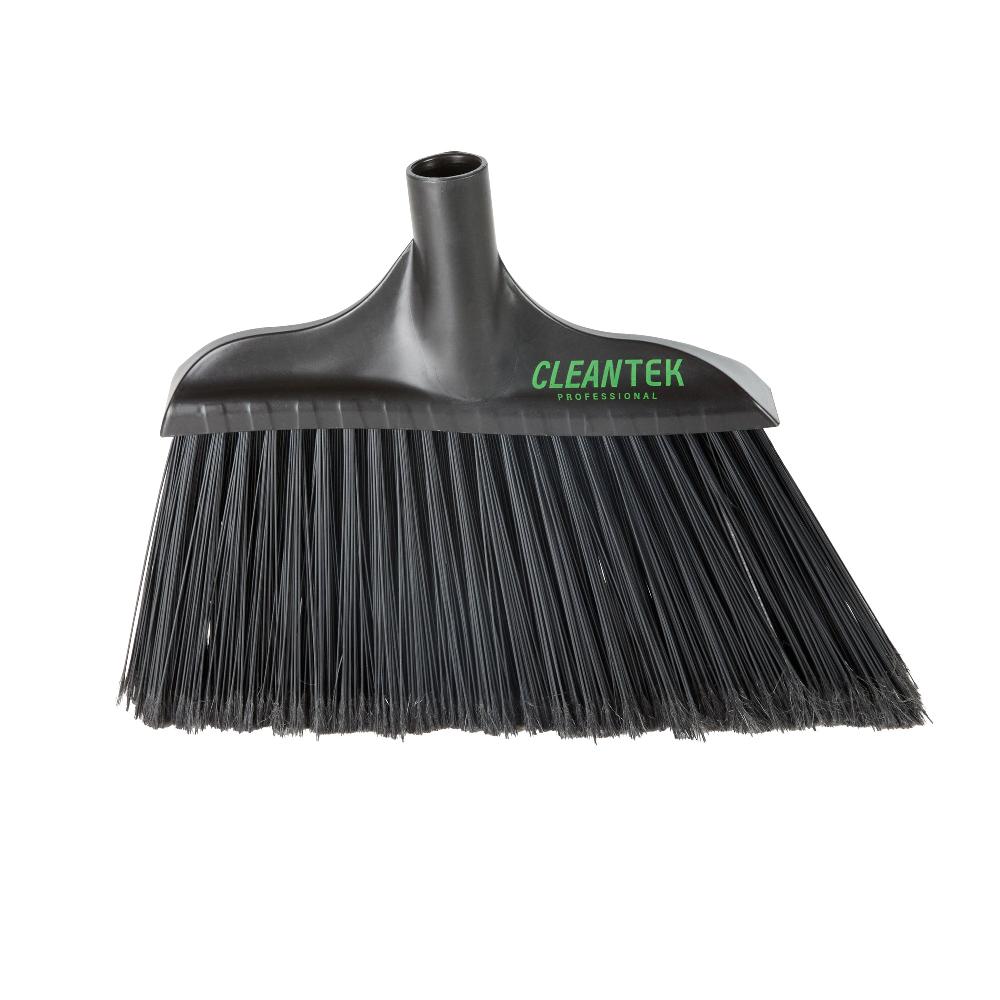 restaurantware Clean Tek Profesional 13 3/4" Black Plastic Wide Angled Broom Head - with Flagged Bristles - 1 count box