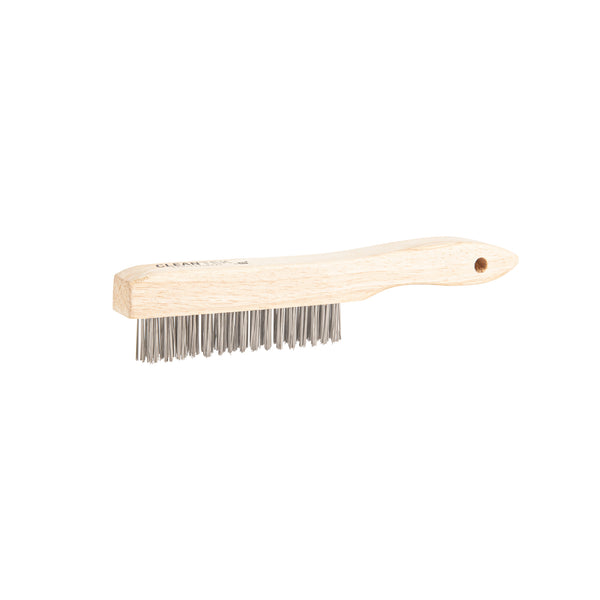 Restaurantware Clean Tek Professional 10 1/4" Stainless Steel Wire Bristle Grill / Oven Brush - With Curved Handle - 1 Count Box