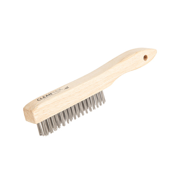 Restaurantware Clean Tek Professional 10 1/4" Stainless Steel Wire Bristle Grill / Oven Brush - With Curved Handle - 1 Count Box