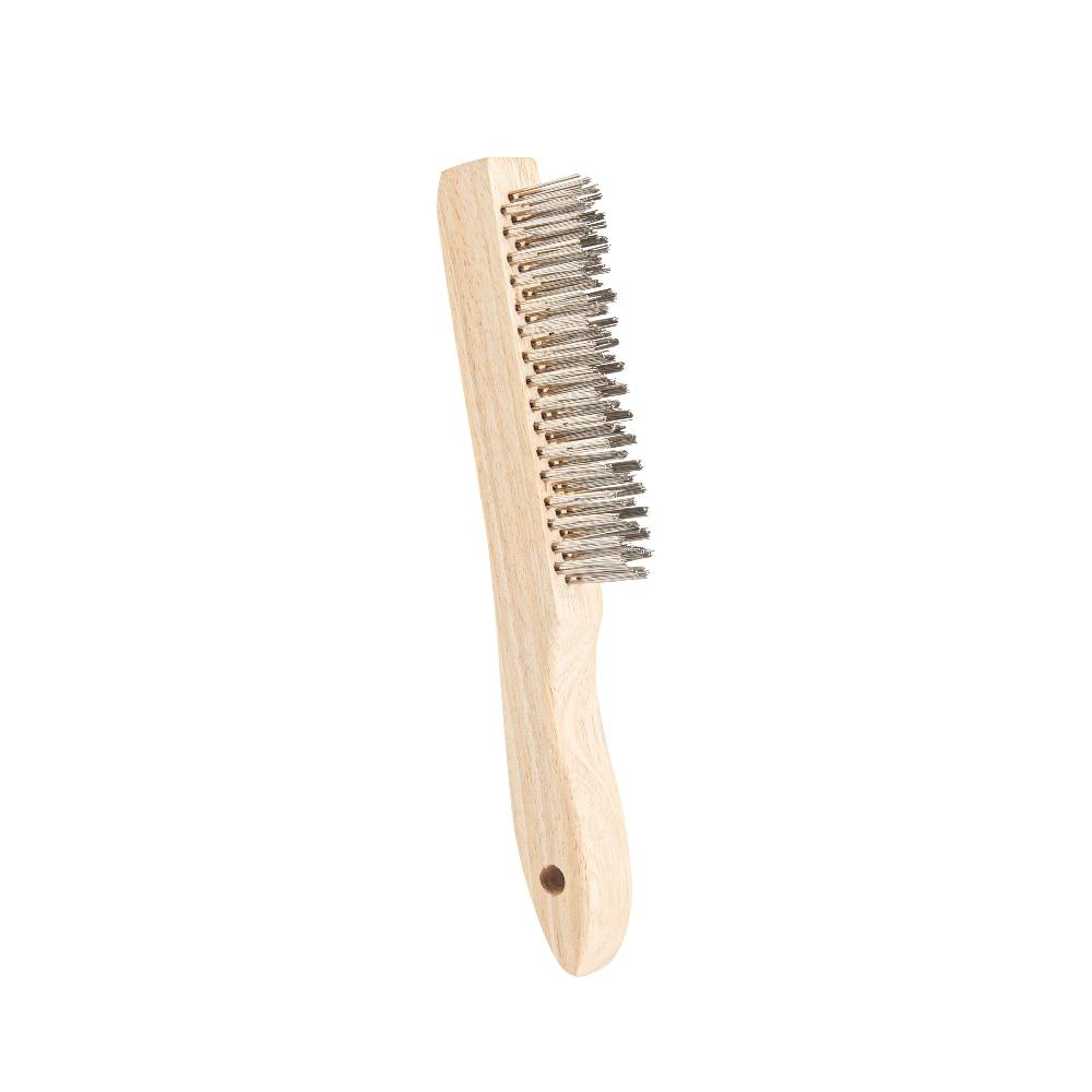 restaurantware Clean Tek Professional 10 1/4" Stainless Steel Wire Bristle Grill / Oven Brush - with Curved Handle - 1 count box