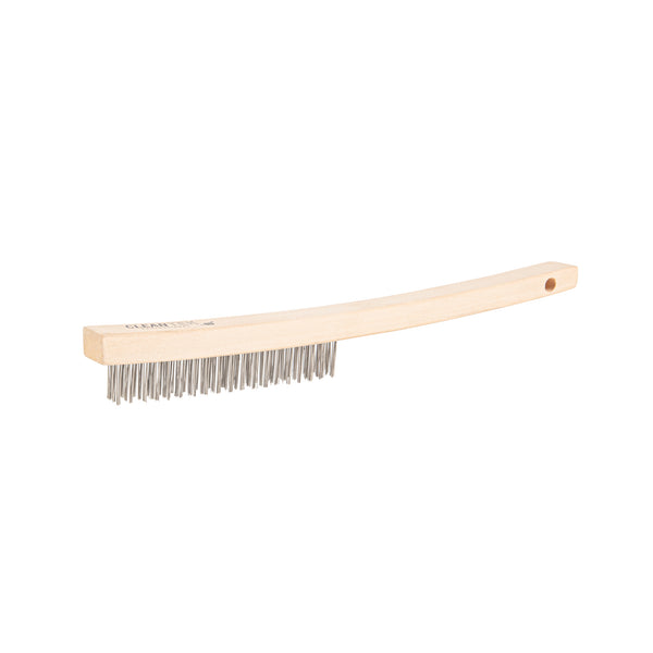 Restaurantware Clean Tek Professional 13 3/4" Stainless Steel Wire Bristle Grill / Oven Brush - With Curved Handle - 1 Count Box