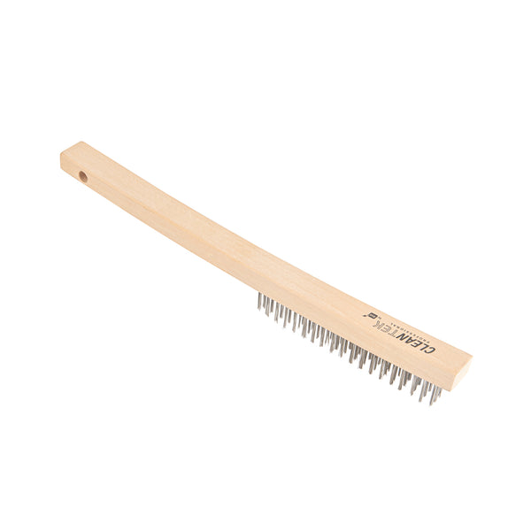 Restaurantware Clean Tek Professional 13 3/4" Stainless Steel Wire Bristle Grill / Oven Brush - With Curved Handle - 1 Count Box