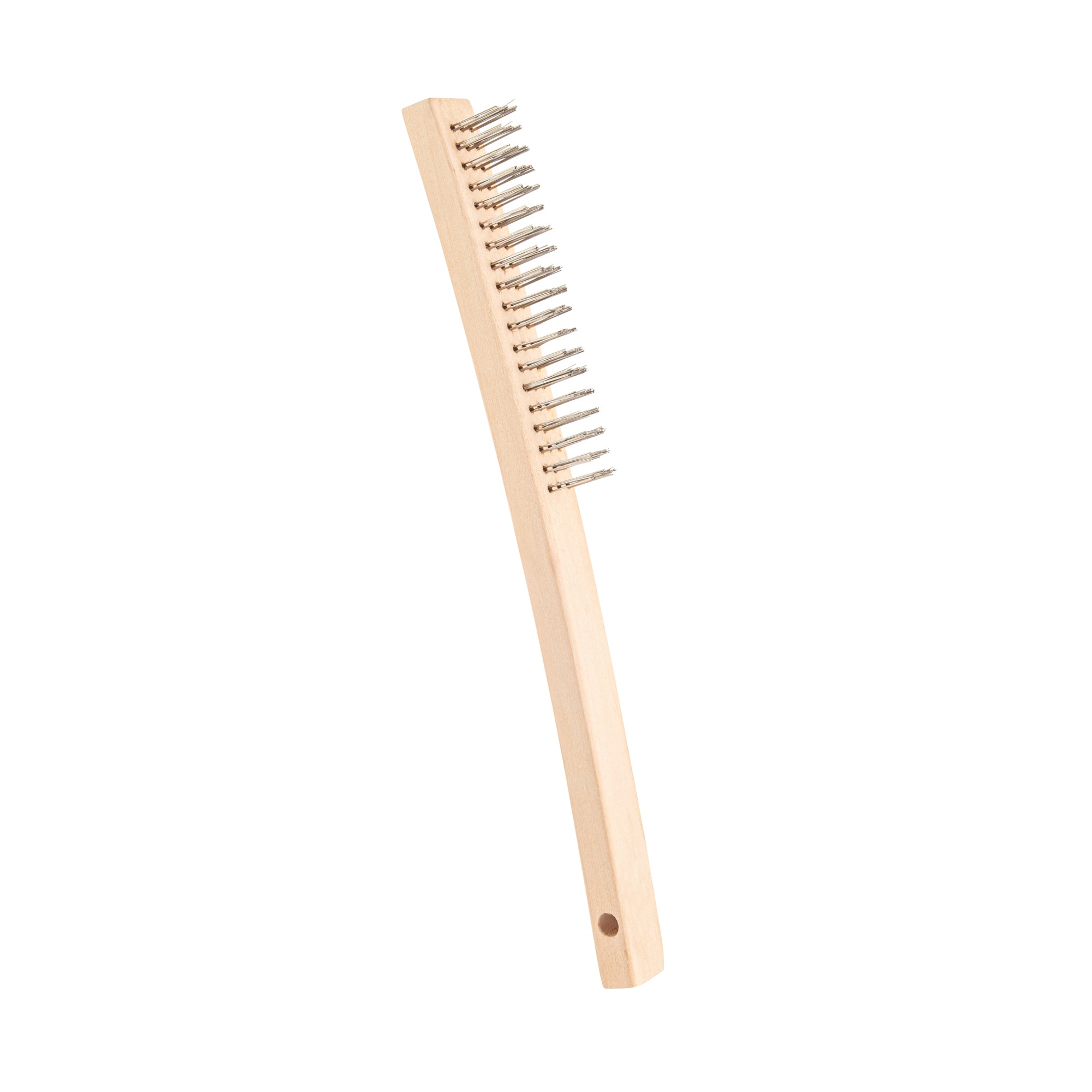 restaurantware Clean Tek Professional 13 3/4" Stainless Steel Wire Bristle Grill / Oven Brush - with Curved Handle - 1 count box