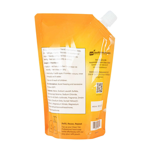 Restaurantware Clean Tek Professional 16.9 Fl. Oz Liquid Hand Soap Refill - Citrus Burst - 24 Count Box