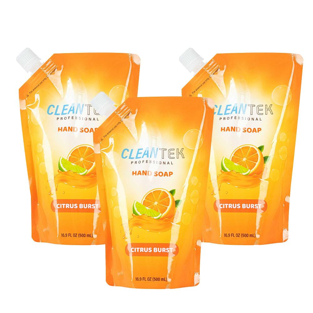 restaurantware Clean Tek Professional 16.9 fl. oz Liquid Hand Soap Refill - Citrus Burst - 24 count box