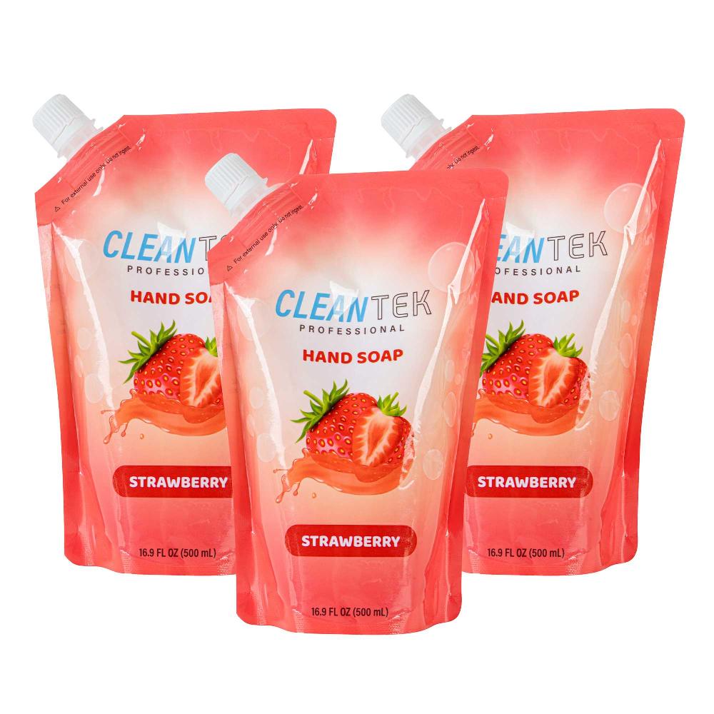 restaurantware Clean Tek Professional 16.9 fl. oz Liquid Hand Soap Refill - Strawberry - 24 count box