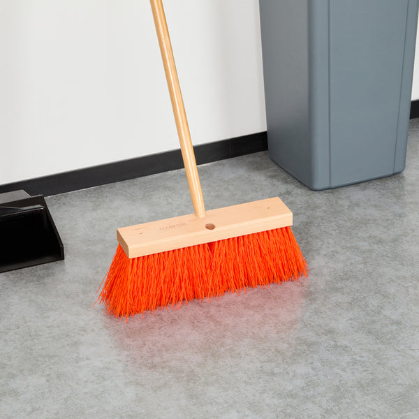 Restaurantware Clean Tek Professional 16" Hardwood Street / Push Broom Head - With Heavy Unflagged Bristles - 1 Count Box