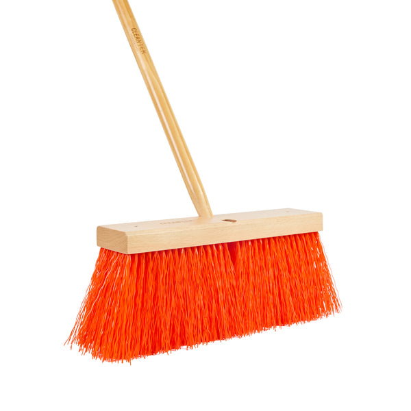 Restaurantware Clean Tek Professional 16" Hardwood Street / Push Broom Head - With Heavy Unflagged Bristles - 1 Count Box