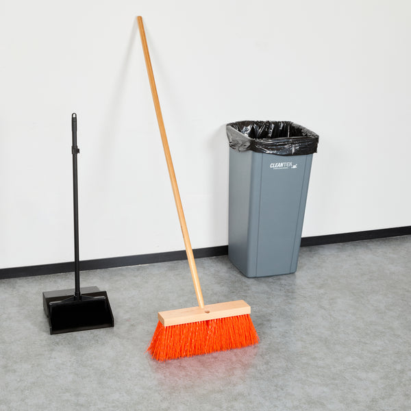 Restaurantware Clean Tek Professional 16" Street / Push Broom - With Heavy Unflagged Bristles 60" Wood Handle - 1 Count Box
