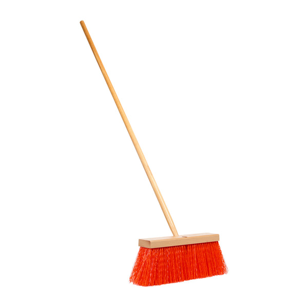 Restaurantware Clean Tek Professional 16" Street / Push Broom - With Heavy Unflagged Bristles 60" Wood Handle - 1 Count Box