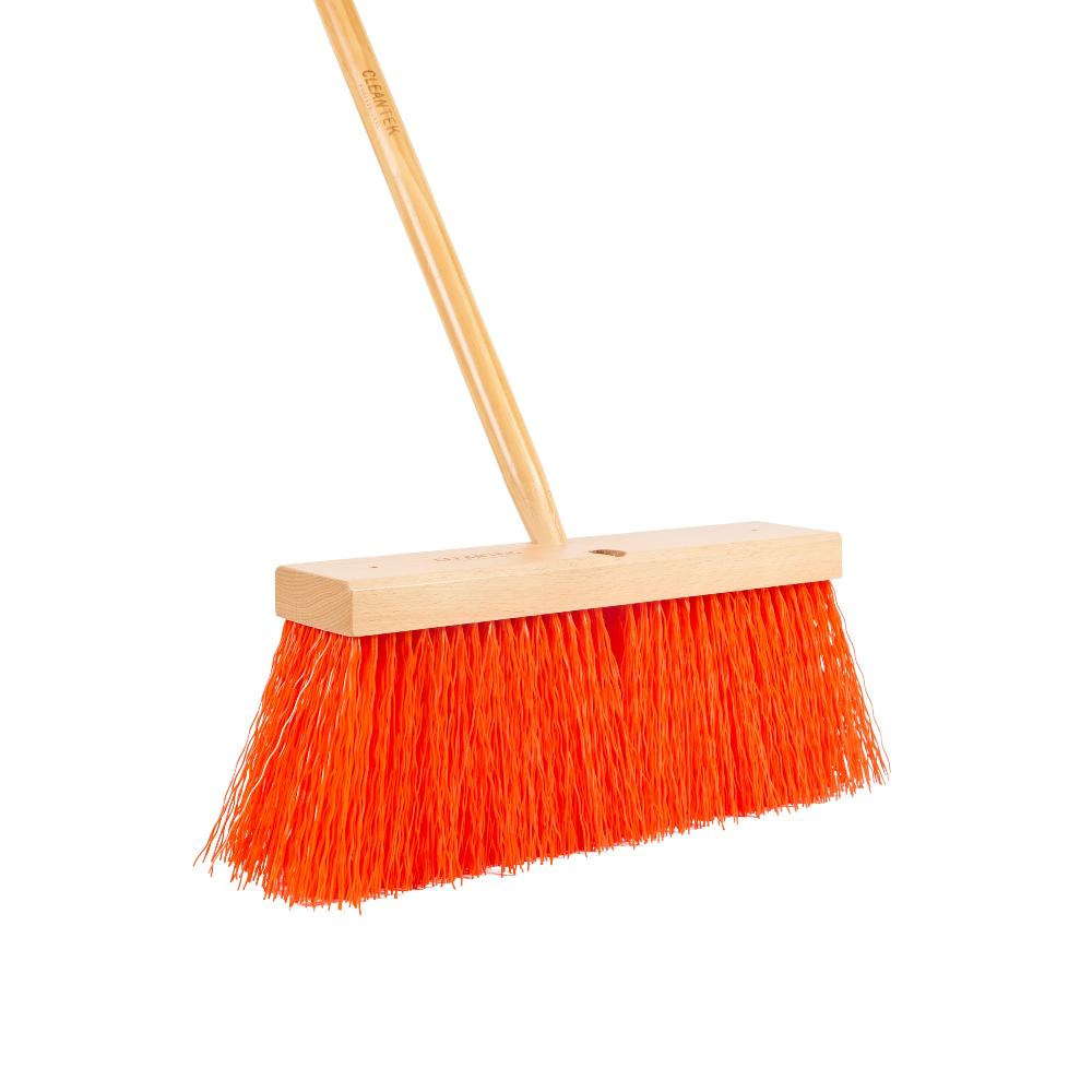restaurantware Clean Tek Professional 16" Street / Push Broom - with Heavy Unflagged Bristles 60" Wood Handle - 1 count box