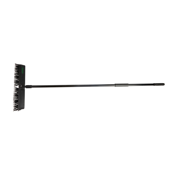 Restaurantware Clean Tek Professional 17 1/4" Black Plastic Push Broom - With Heavy Unflagged Bristles 59" Steel Handle - 1 Count Box