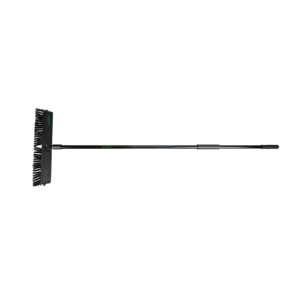 Restaurantware Clean Tek Professional 17 1/4" Black Plastic Push Broom - With Medium Flagged Bristles 59" Steel Handle - 1 Count Box