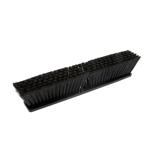 Restaurantware Clean Tek Professional 17 1/4" Black Plastic Push Broom Head - With Fine Flagged Bristles - 1 Count Box
