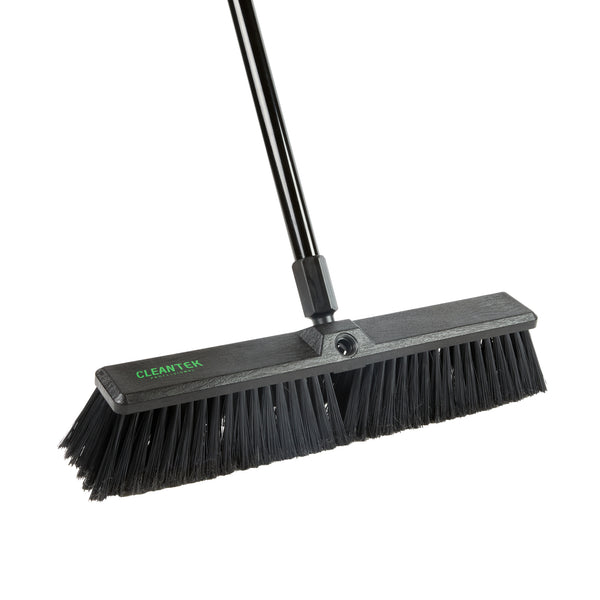 Restaurantware Clean Tek Professional 17 1/4" Black Plastic Push Broom Head - With Fine Flagged Bristles - 1 Count Box