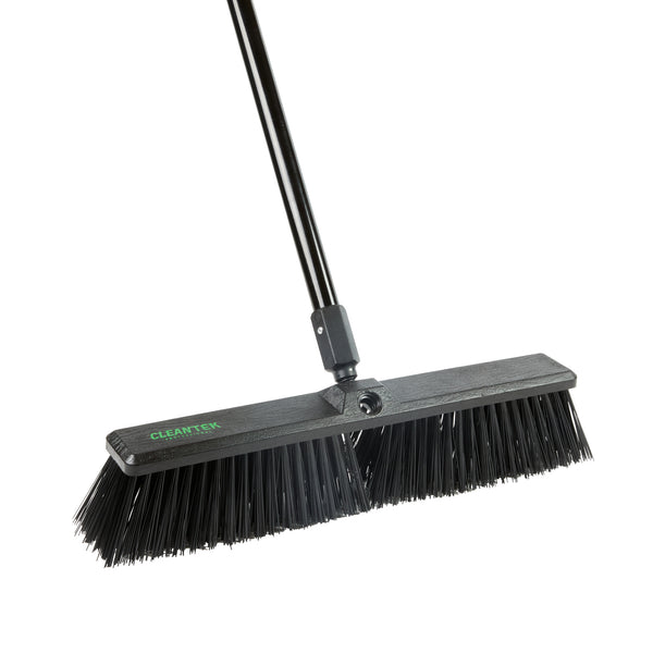 Restaurantware Clean Tek Professional 17 1/4" Black Plastic Push Broom Head - With Heavy Unflagged Bristles - 1 Count Box