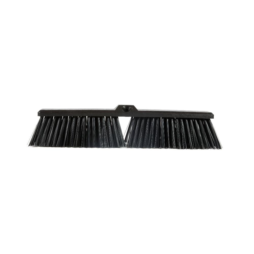 restaurantware Clean Tek Professional 17 1/4" Black Plastic Push Broom Head - with Heavy Unflagged Bristles - 1 count box