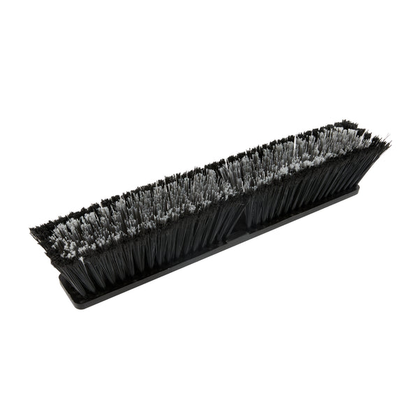 Restaurantware Clean Tek Professional 17 1/4" Black Plastic Push Broom Head - With Medium Flagged Bristles - 1 Count Box