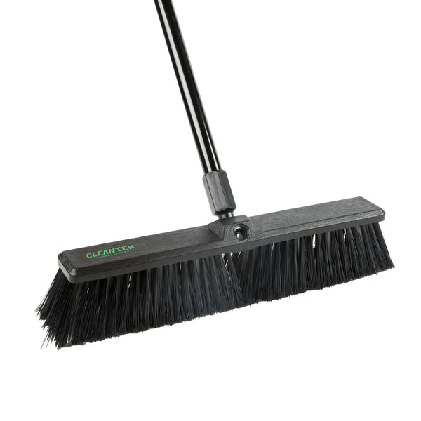 Restaurantware Clean Tek Professional 17 1/4" Black Plastic Push Broom Head - With Medium Flagged Bristles - 1 Count Box